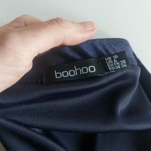 Boohoo velvet blue midi skirt